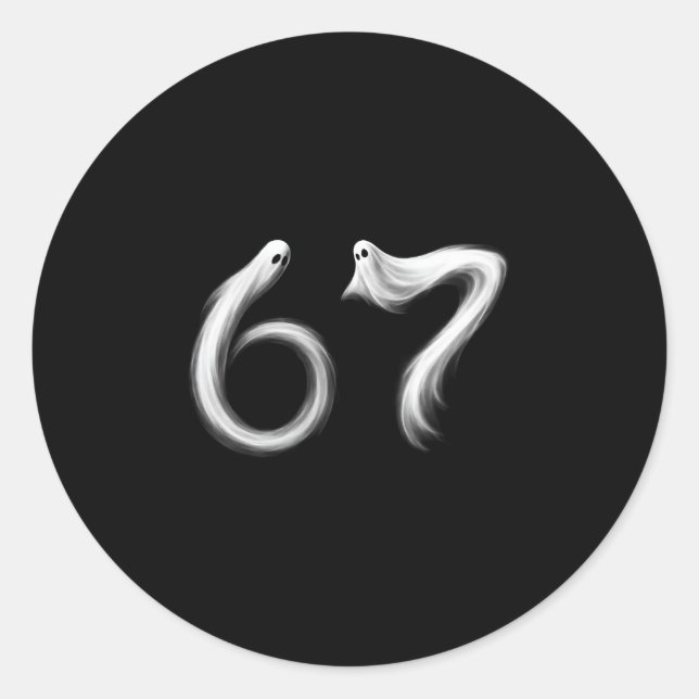 Funny Six Seven 6 7 Meme 67 Design Ghost Halloween Classic Round Sticker (Front)