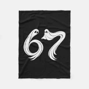 Funny Six Seven 6 7 Meme 67 Design Ghost Halloween Fleece Blanket