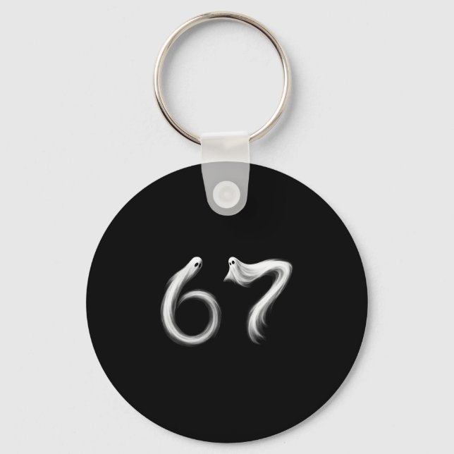 Funny Six Seven 6 7 Meme 67 Design Ghost Halloween Key Ring (Front)