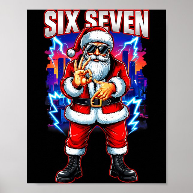 Funny Six Seven 6 7 Meme 67 Santa Christmas Men Bo Poster (Front)