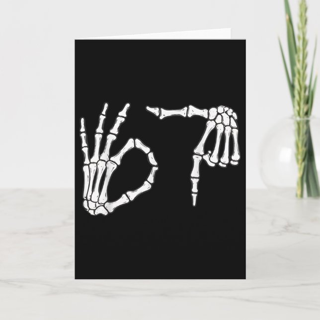 Funny Six Seven 6 7 Meme 67 Skeleton Hand Hallowee Card (Front)
