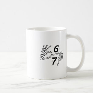 Funny Six Seven 6 7 Meme 67 Skeleton Hand Hallowee Coffee Mug