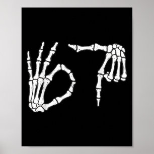Funny Six Seven 6 7 Meme 67 Skeleton Hand Hallowee Poster