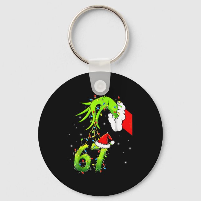 Funny Six Seven 6 7 Meme 67 Xmas Hand Christmas Co Key Ring (Front)