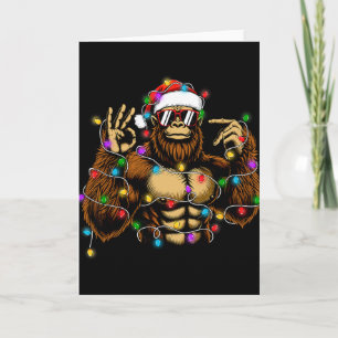 Funny Six Seven 6 7 Meme Bigfoot Christmas Lights Card