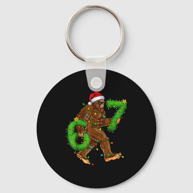 Funny Six Seven 6 7 Meme Bigfoot Christmas Shirts  Key Ring (Front)