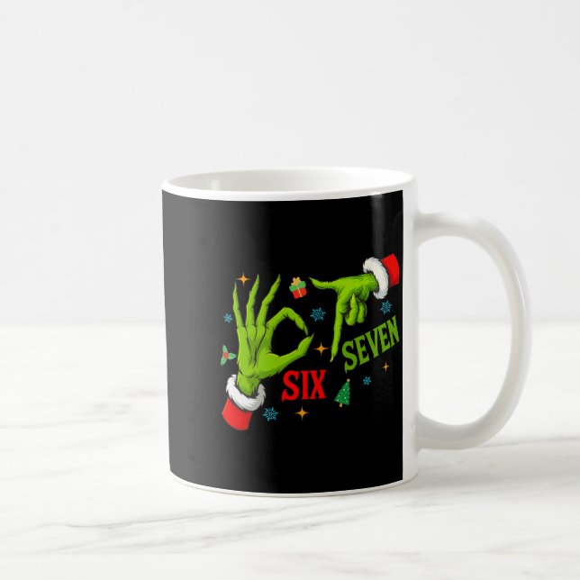 Funny Six Seven 6 7 Meme Christmas Funny Hands 6 7 Coffee Mug (Right)