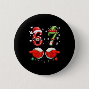 Funny Six Seven 6 7 Meme Christmas Humor Santa Elf 6 Cm Round Badge