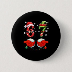 Funny Six Seven 6 7 Meme Christmas Humor Santa Elf Cm Round Badge