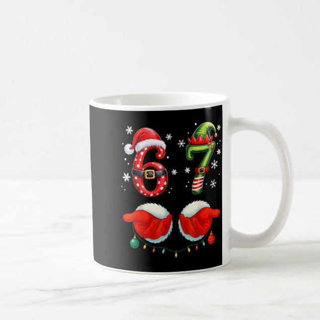 Funny Six Seven 6 7 Meme Christmas Humor Santa Elf Coffee Mug (Right)