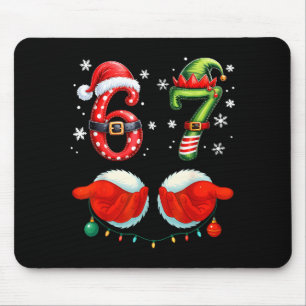 Funny Six Seven 6 7 Meme Christmas Humor Santa Elf Mouse Pad