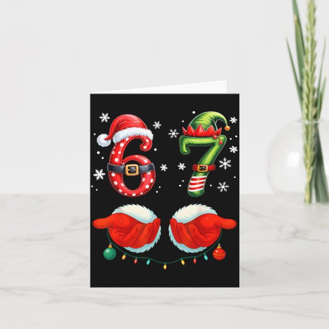 Funny Six Seven 6 7 Meme Christmas Humour Santa El Card (Front)