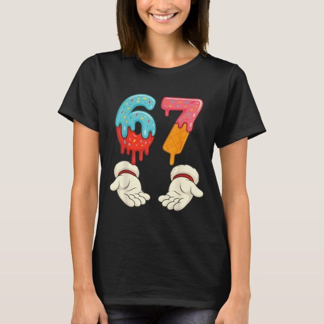 Funny Six Seven 6 7 Meme Christmas Ice Cream Drip  T-Shirt (Front)