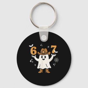 Funny Six Seven 6 7 Meme Cowboy Ghost Halloween Co Key Ring