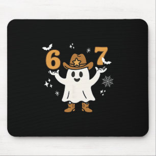 Funny Six Seven 6 7 Meme Cowboy Ghost Halloween Co Mouse Pad