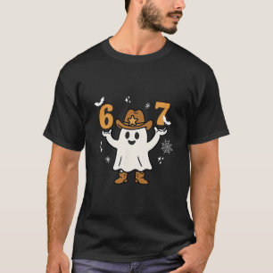 Funny Six Seven 6 7 Meme Cowboy Ghost Halloween Co T-Shirt