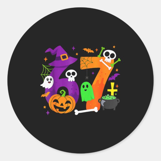 Funny Six Seven 6 7 Meme Design Couples Halloween  Classic Round Sticker (Front)
