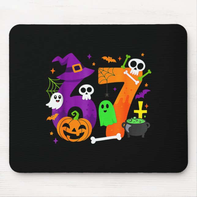 Funny Six Seven 6 7 Meme Design Couples Halloween  Mouse Pad (Front)