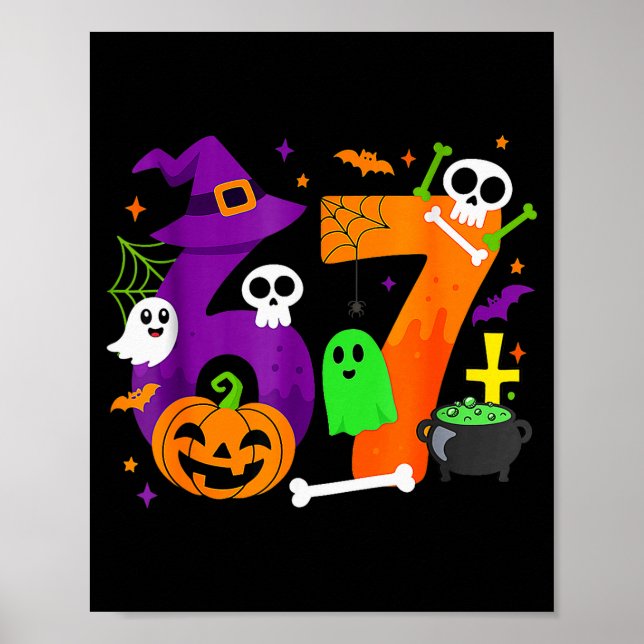 Funny Six Seven 6 7 Meme Design Couples Halloween  Poster (Front)