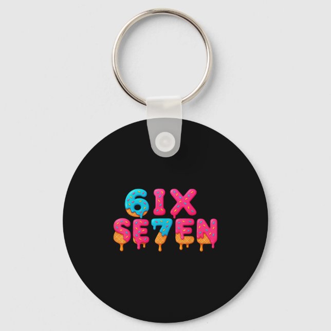 Funny Six Seven 6 7 Meme Design  Key Ring (Front)