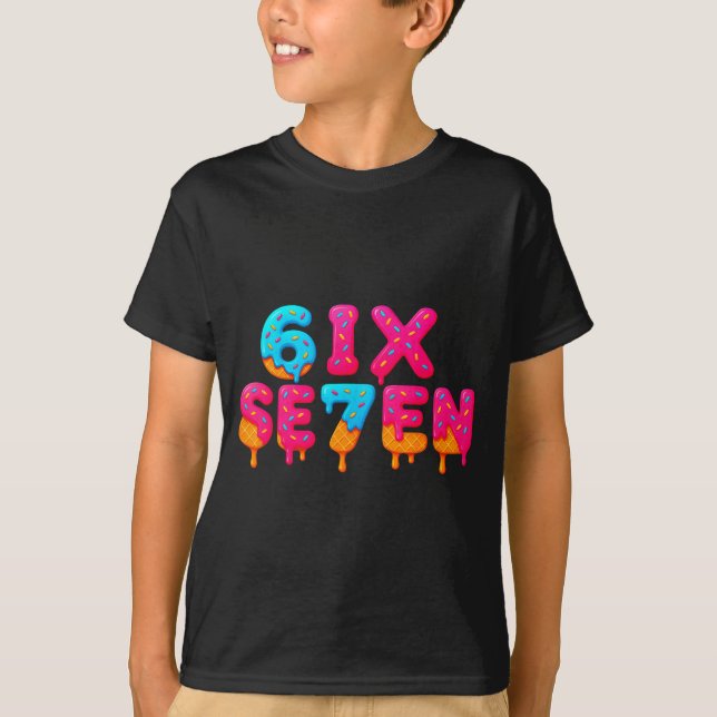 Funny Six Seven 6 7 Meme Design  T-Shirt (Front)