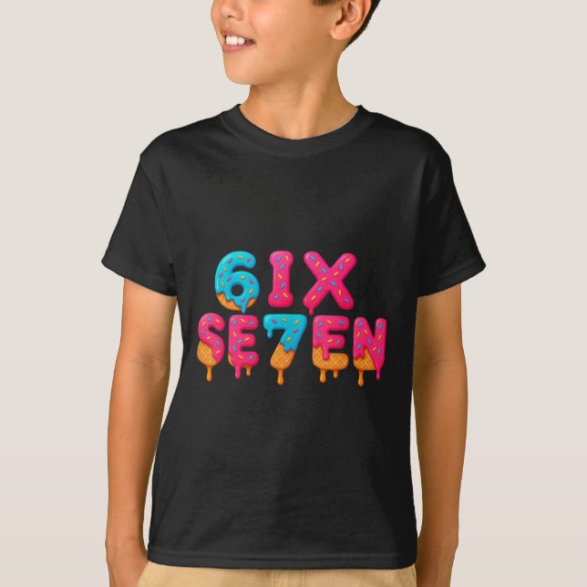 Funny Six Seven 6 7 Meme Design  T-Shirt (Front)