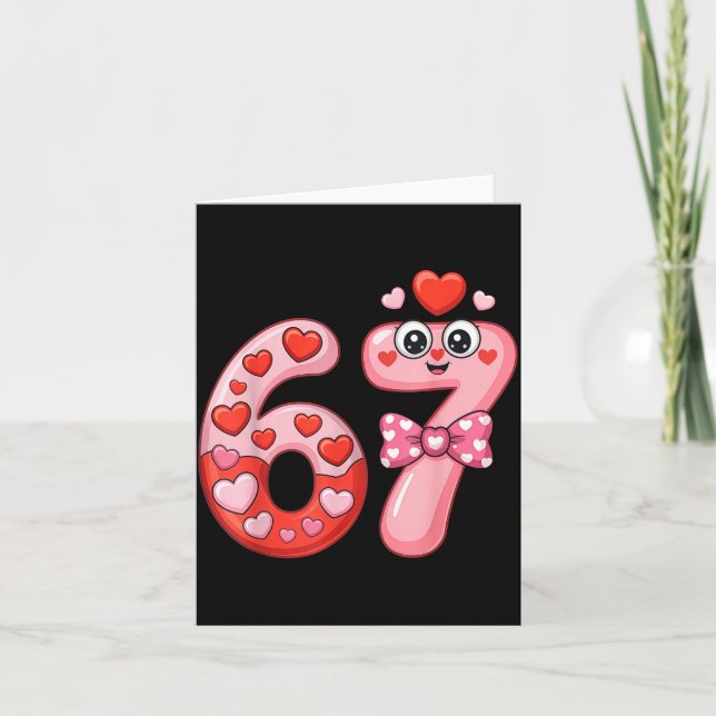 Funny Six Seven 6 7 Meme For Men Women Kids Valent Card (Front)