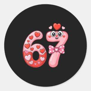 Funny Six Seven 6 7 Meme For Men Women Kids Valent Classic Round Sticker