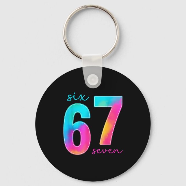 Funny Six Seven 6 7 Meme Gen Alpha Slang 67 Kids  Key Ring (Front)