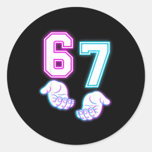 Funny Six Seven 6 7 Meme Gen Alpha Slang 6 7 Glowi Classic Round Sticker