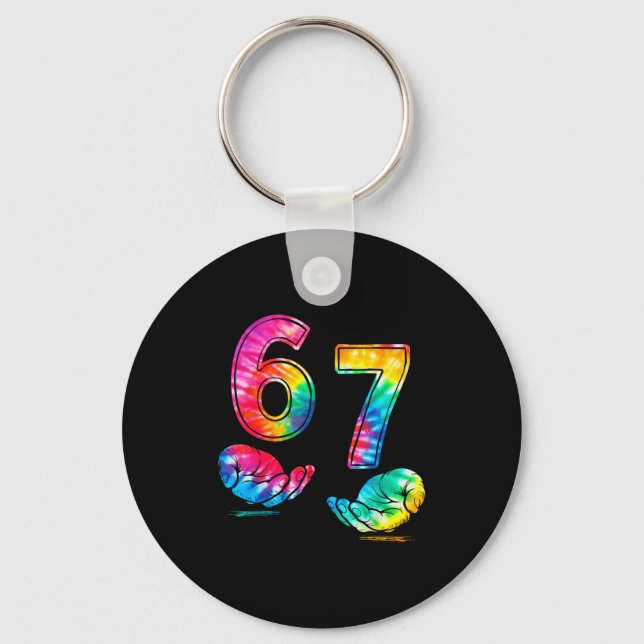 Funny Six Seven 6 7 Meme Gen Alpha Slang 6 7 Hands Key Ring (Front)