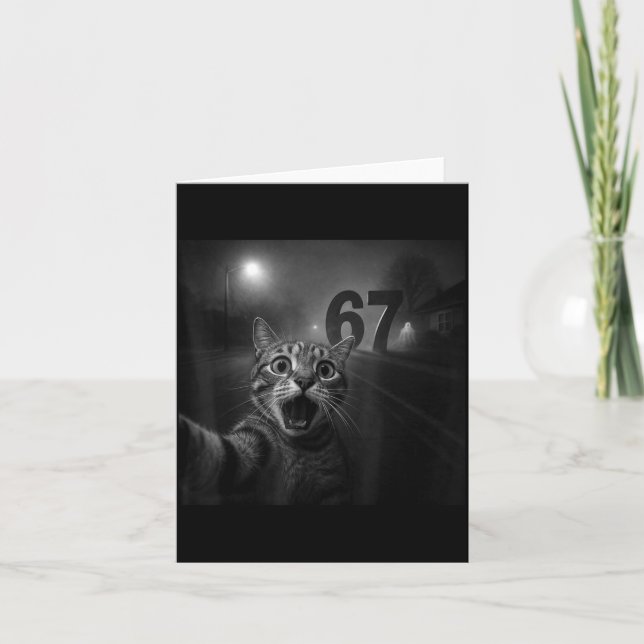 Funny Six Seven 6 7 Meme Gen Z Alpha Slang Cat Sel Card (Front)