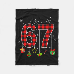 Funny Six Seven 6 7 Meme Humor 67 Red Plaid Christ Fleece Blanket