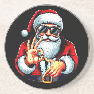 Funny Six Seven 6 7 Meme Santa Christmas Coaster