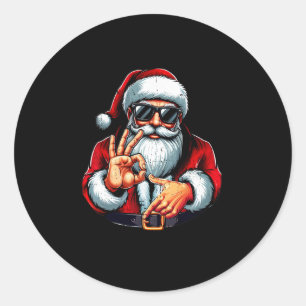 Funny Six Seven 6 7 Meme Santa Christmas Shirt Men Classic Round Sticker