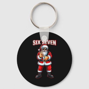 Funny Six Seven 6 7 Meme Santa Christmas Shirt Men Key Ring