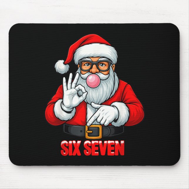 Funny Six Seven 6 7 Meme Santa Christmas Shirt Men Mouse Pad (Front)