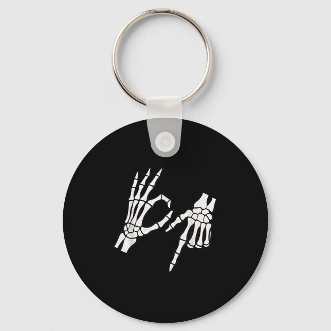 Funny Six Seven 6 7 Meme Skeletons Hand Halloween  Key Ring (Front)