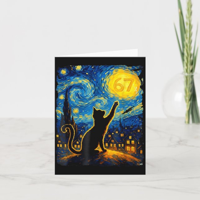 Funny Six Seven 6 7 Meme Starry Night Van Gogh Bla Card (Front)