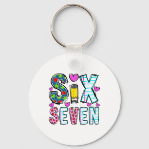 Funny Six Seven 6 7 Meme Teacher Design For Men Wo Key Ring