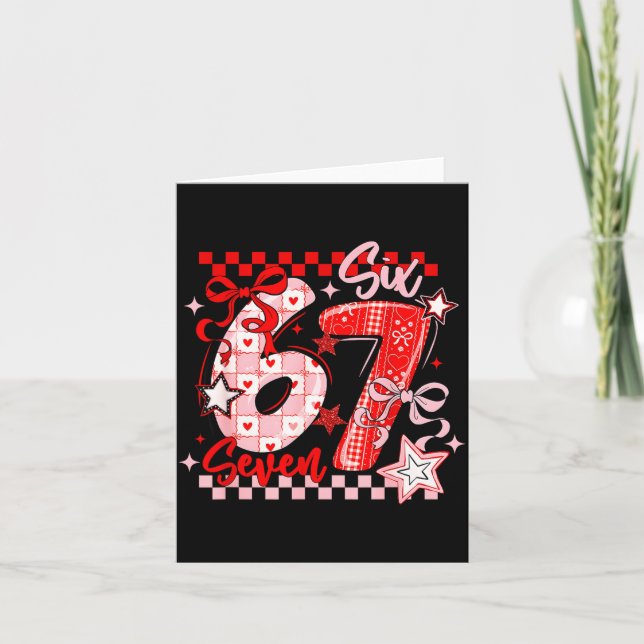 Funny Six Seven 6 7 Meme Valentine Girl  Card (Front)
