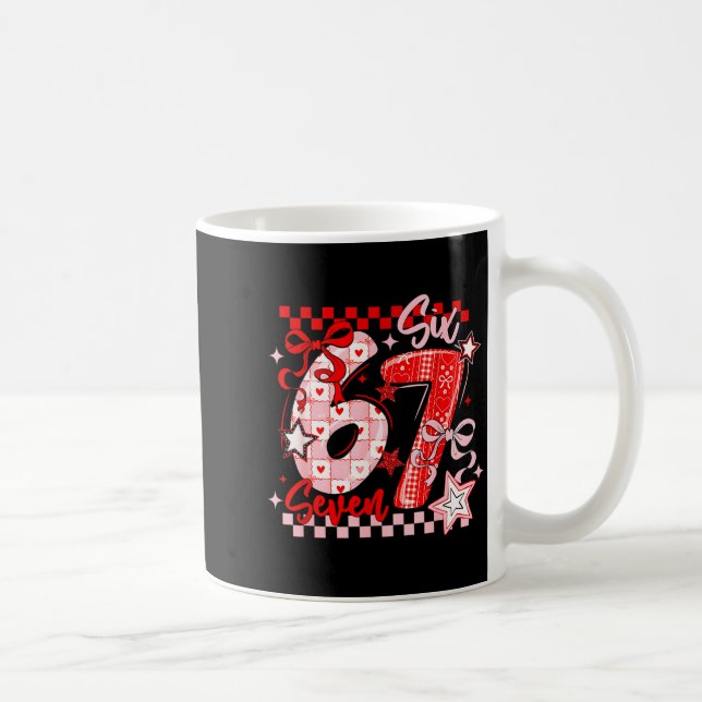 Funny Six Seven 6 7 Meme Valentine Girl  Coffee Mug (Right)