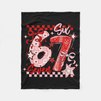 Funny Six Seven 6 7 Meme Valentine Girl  Fleece Blanket