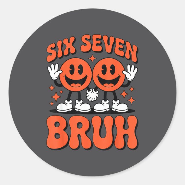 Funny Six Seven 6 7 Meme Valentine Hearts Valentin Classic Round Sticker (Front)