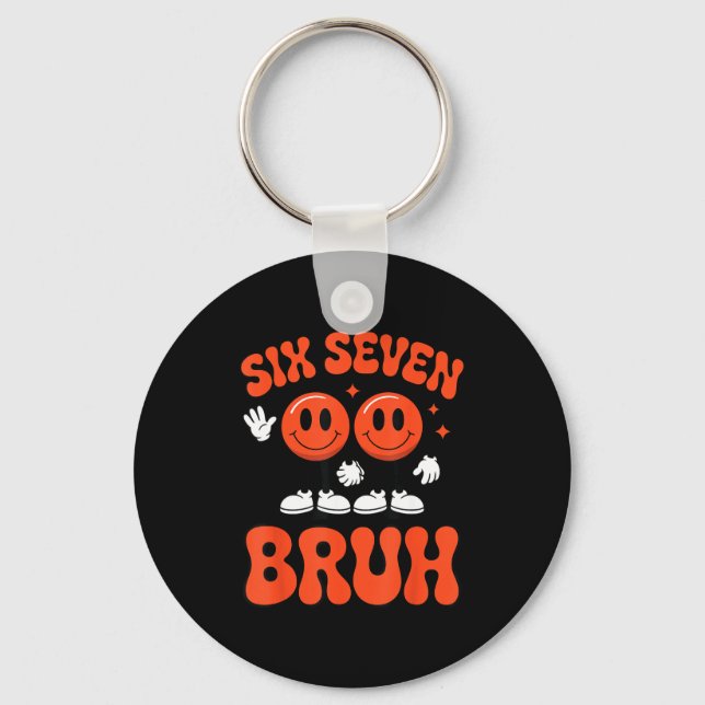 Funny Six Seven 6 7 Meme Valentine Hearts Valentin Key Ring (Front)