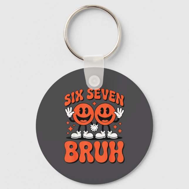 Funny Six Seven 6 7 Meme Valentine Hearts Valentin Key Ring (Front)