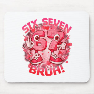 Funny Six Seven Bruh 67 Brainrot Meme Valentine's  Mouse Pad