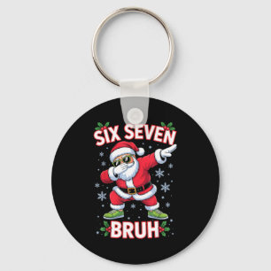 Funny Six Seven Bruh 67 Christmas Santa Dabbing Xm Key Ring