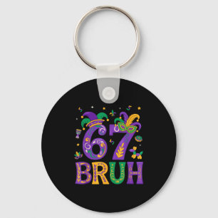 Funny six seven bruh 67 mardi gras boys girls kids key ring