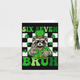 Funny six seven bruh racoon st patricks day 67 card